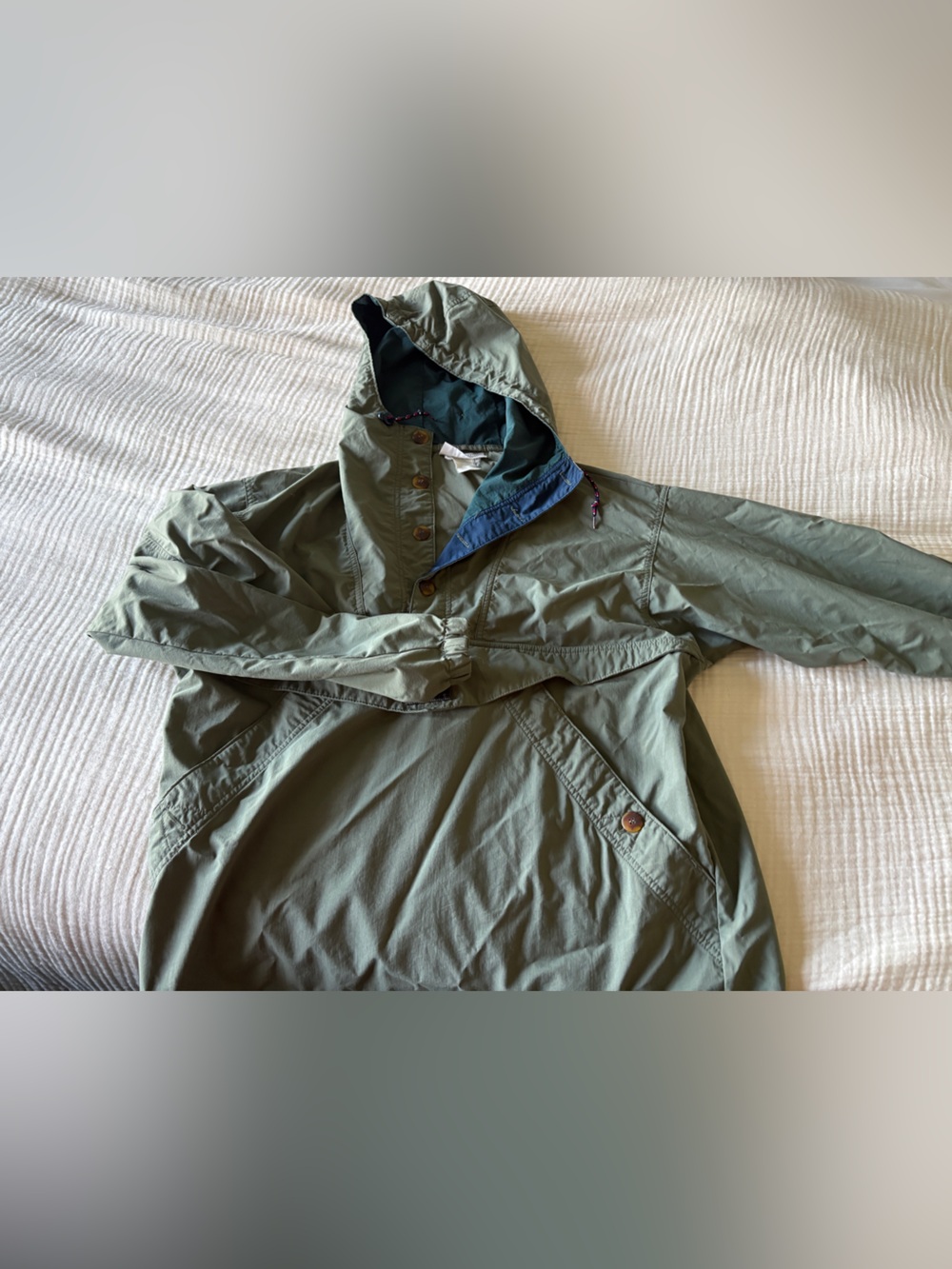 Vintage Men's Medium Columbia Lightweight Hooded Anorak Jacket - Olive Green